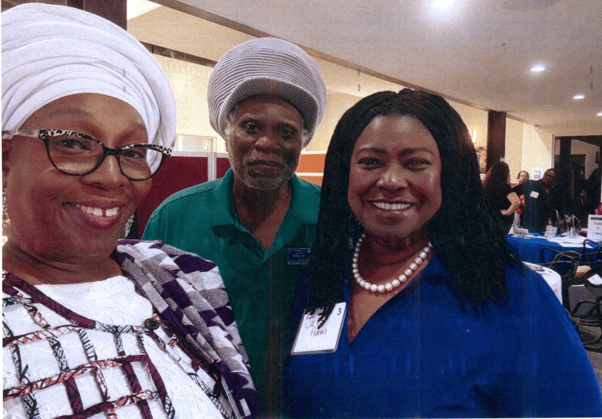 Dr. Chenzira Davis Kahina, from left, Bush Professor Olasee Davis and Dr. Jacqueline C. Adonis, UVI colleagues and family numbers of the Davis or Davies clans. (Photo by DaraMonifah Cooper)