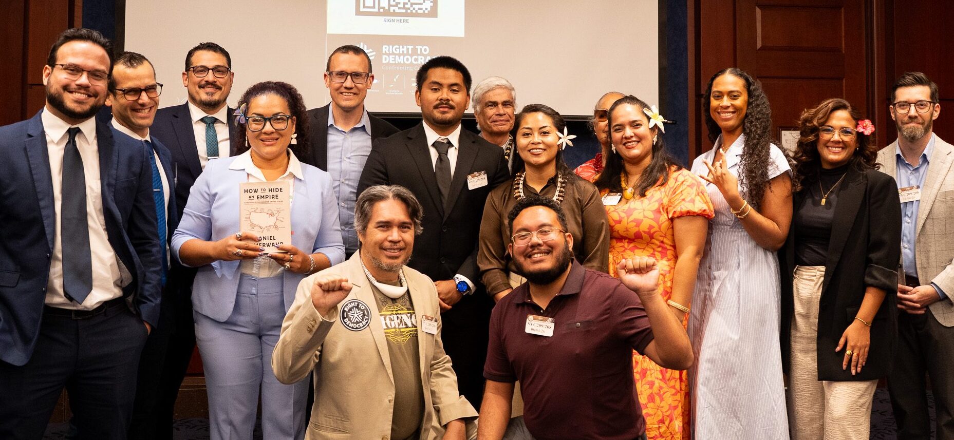 A bipartisan group of lawmakers and territorial advocates gathered in Washington, D.C., Thursday to brief congressional staff and other policy leaders on what “consent of the governed” means for people in U.S. territories. (Image courtesy Right to Democracy)